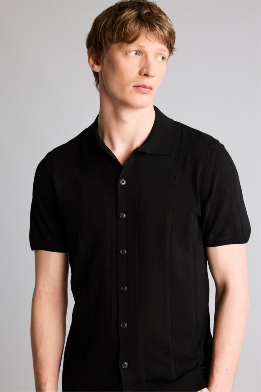 Erkek Siyah Kısa Kollu Polo Tişört