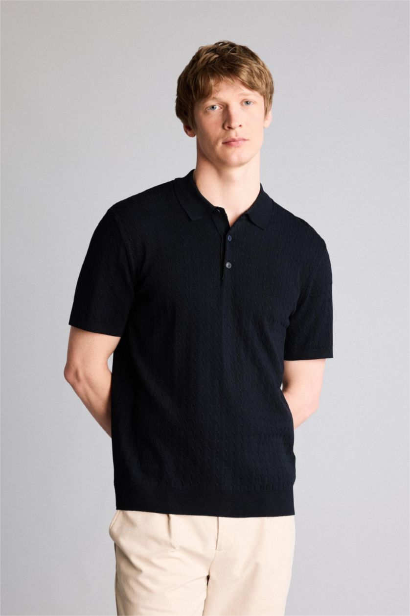 Erkek Lacivert Kısa Kollu Polo Tişört