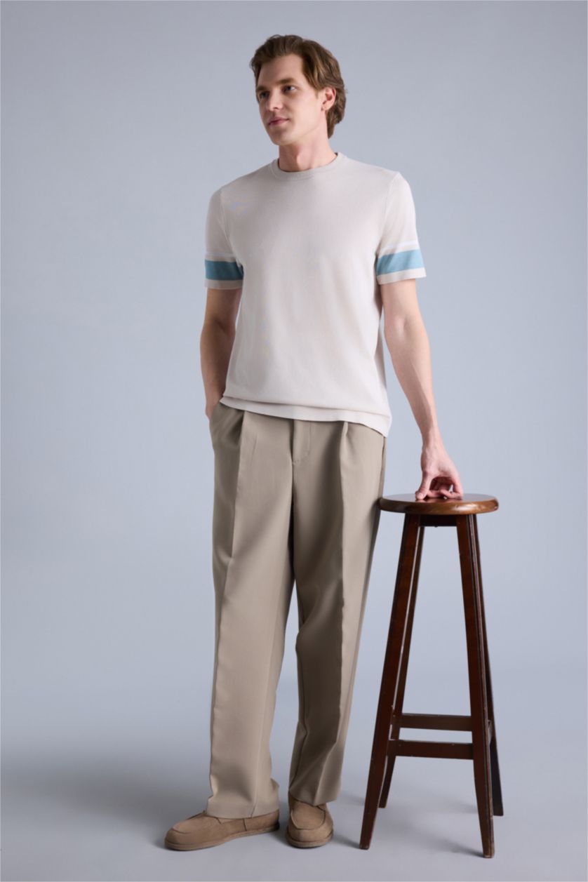 Erkek Ekru Kısa Kollu Tişört