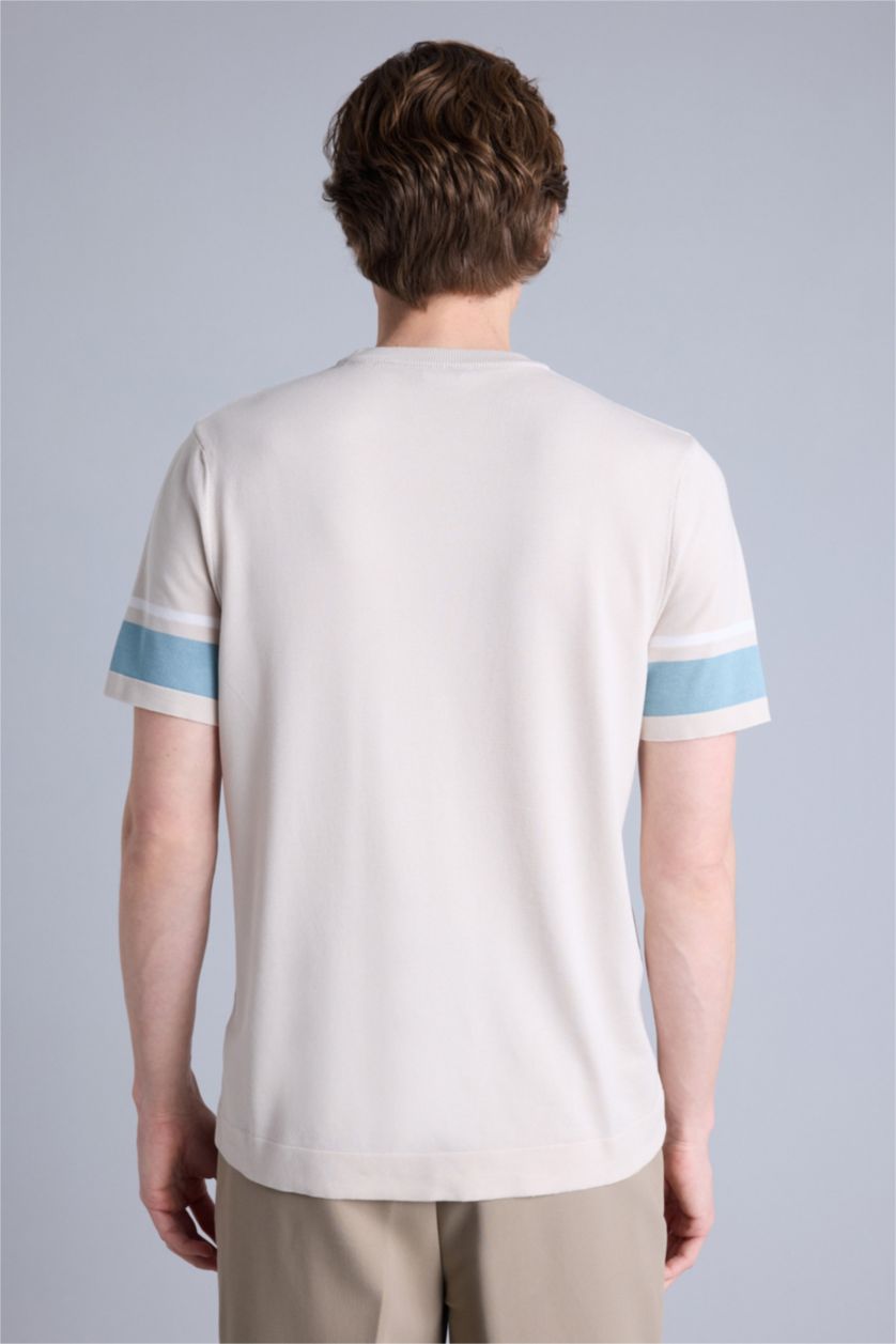 Erkek Ekru Kısa Kollu Tişört