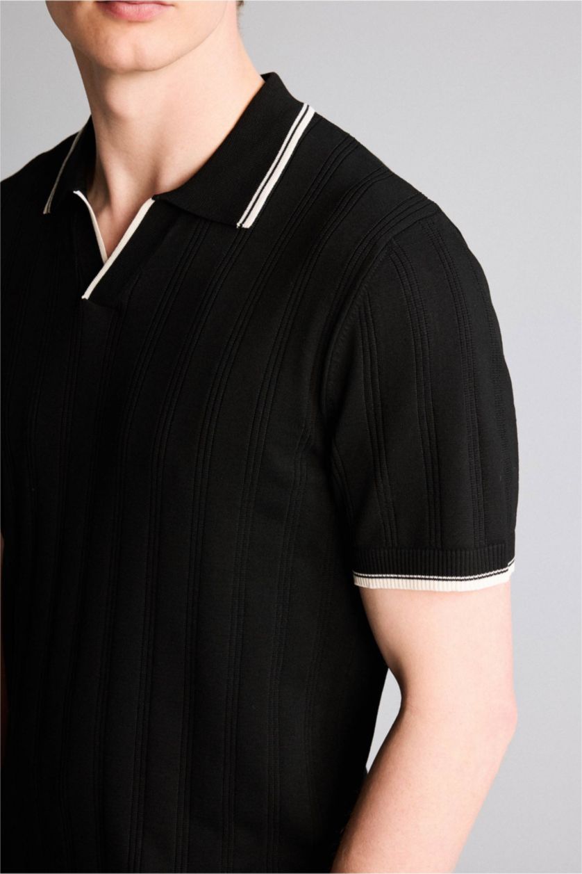 Erkek Siyah Kısa Kollu Polo Tişört