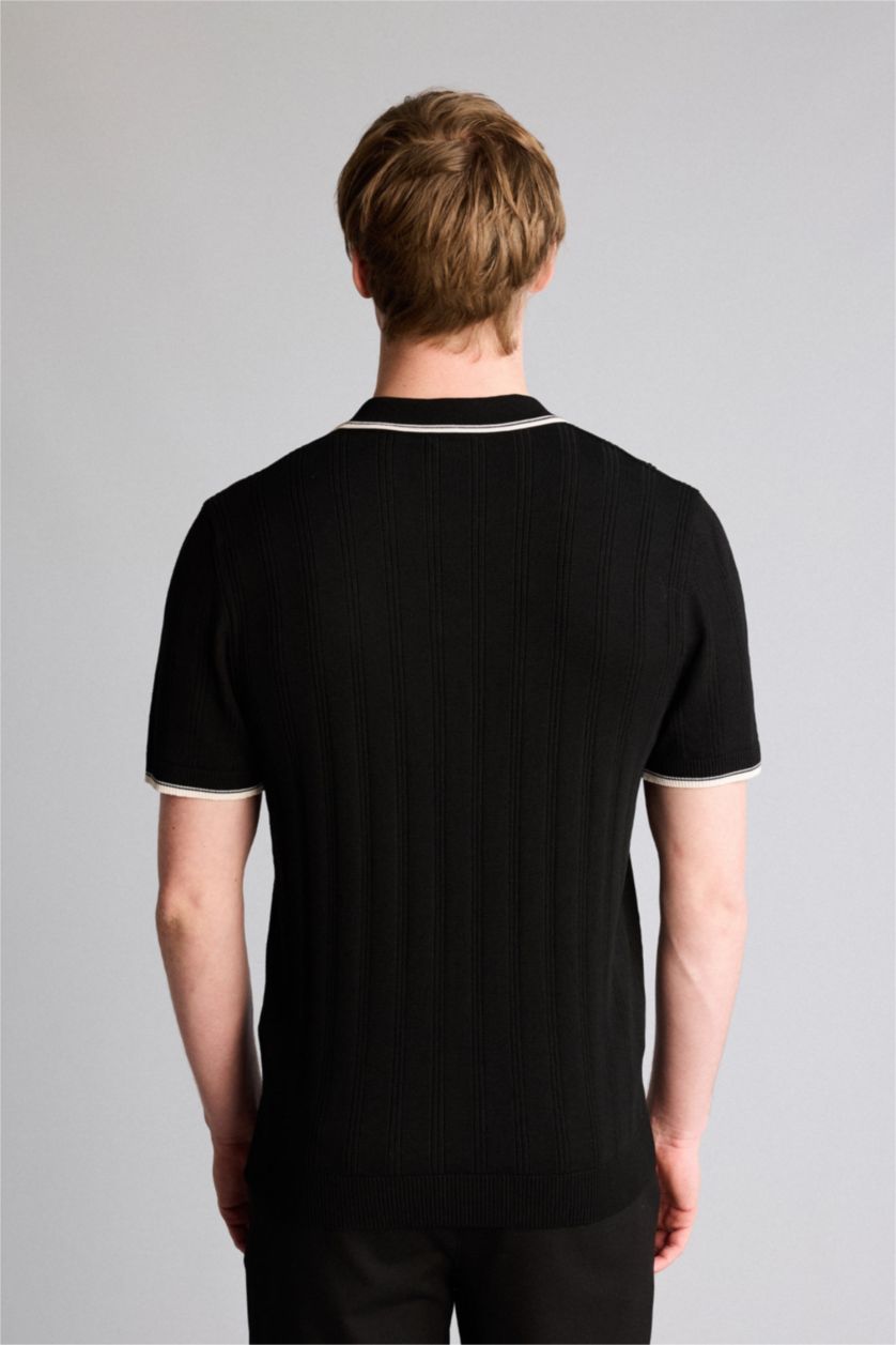 Erkek Siyah Kısa Kollu Polo Tişört