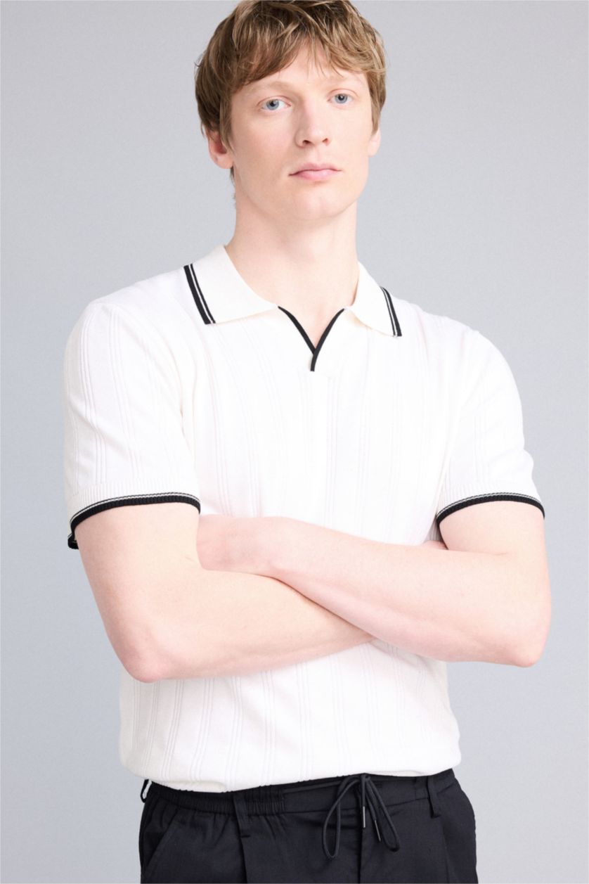 Man White Man Short Sleeve Polo T-Shirt