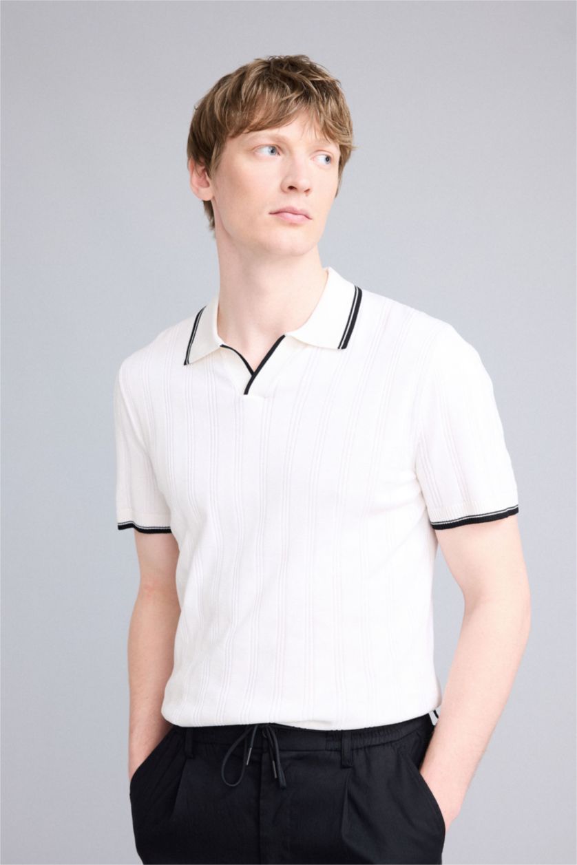 Man White Man Short Sleeve Polo T-Shirt