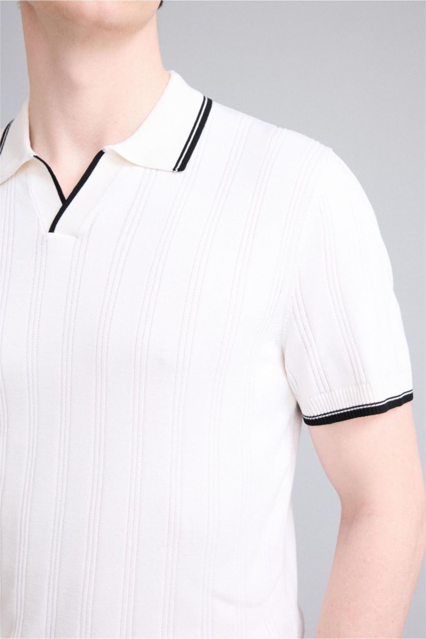 Man White Man Short Sleeve Polo T-Shirt