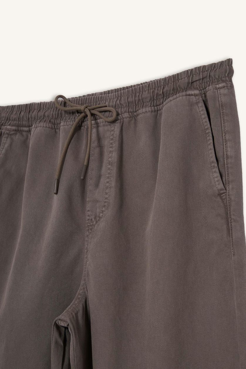 Man Light Brown Straight Leg Trousers