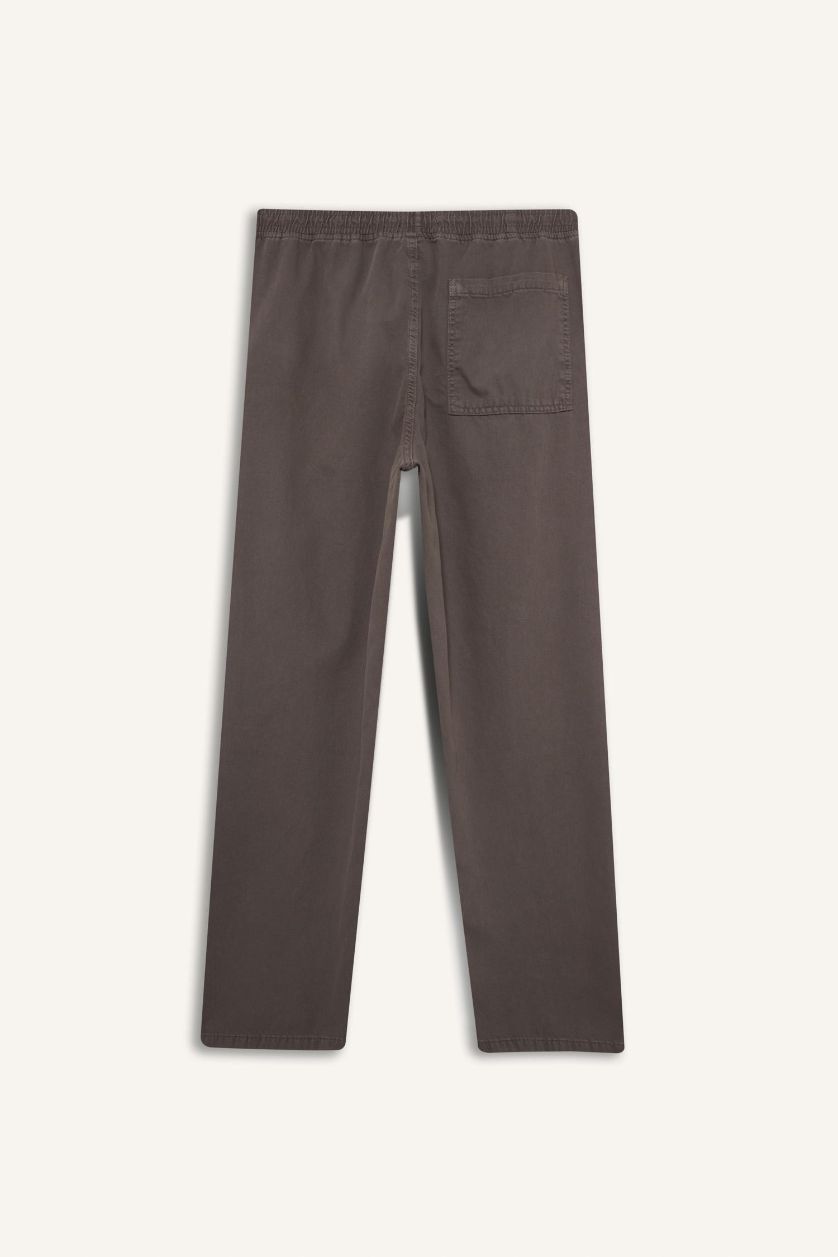 Man Light Brown Straight Leg Trousers