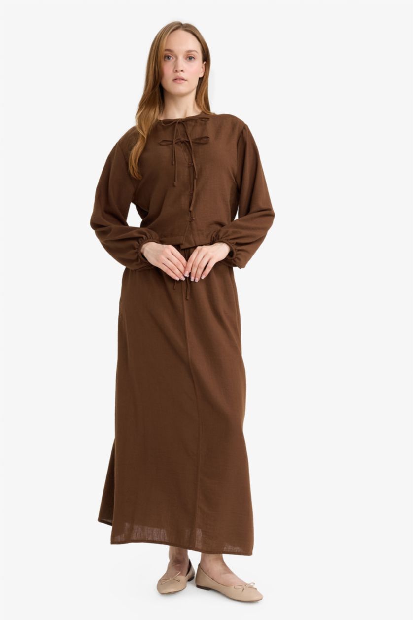 WOMAN Brown Regular Fit Long Sleeve Tunic