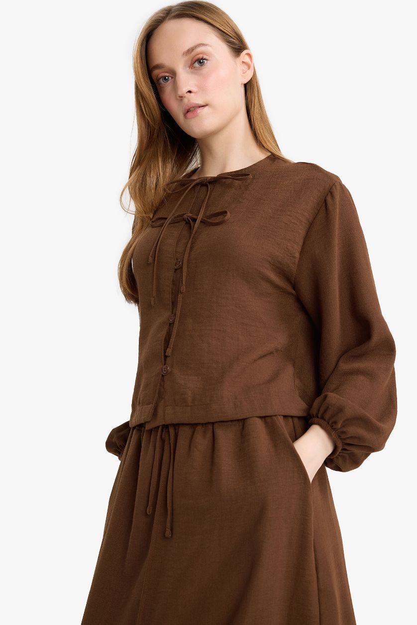 WOMAN Brown Regular Fit Long Sleeve Tunic