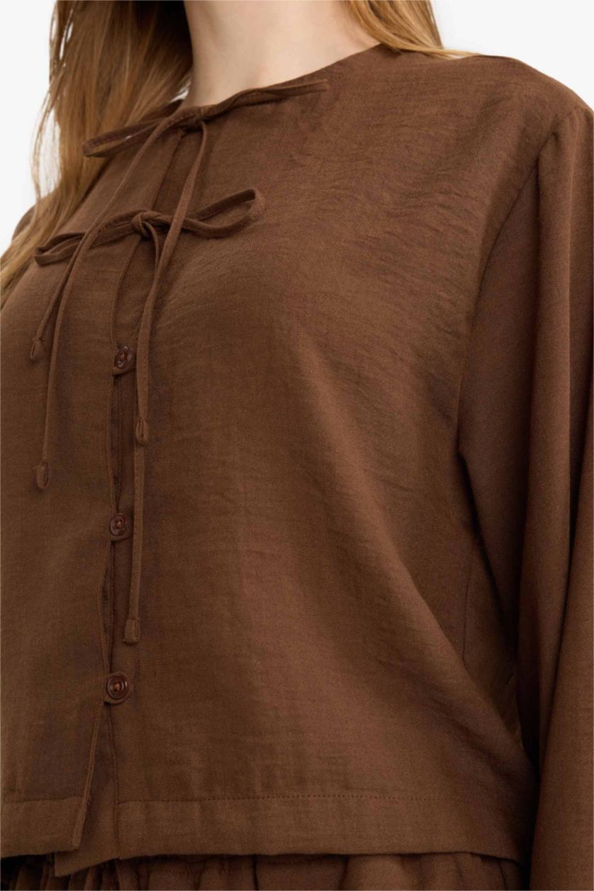 WOMAN Brown Regular Fit Long Sleeve Tunic