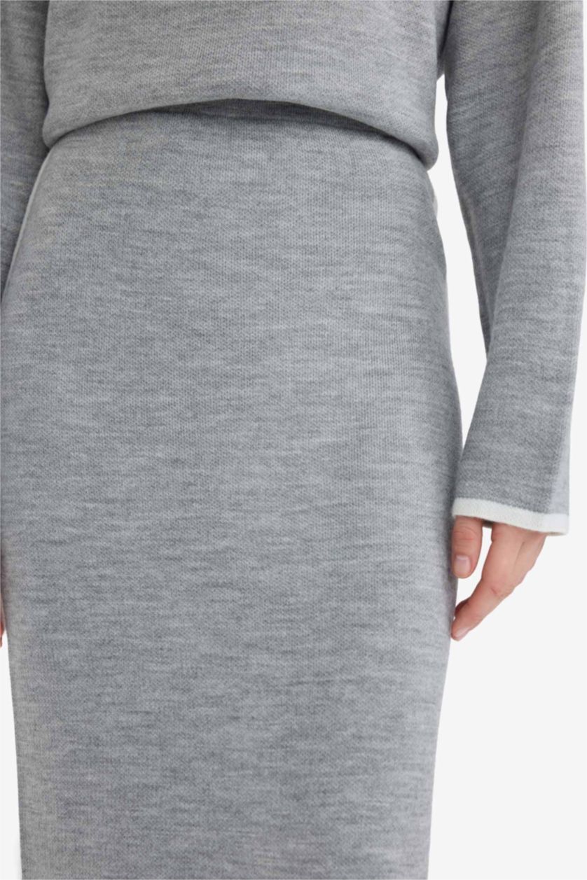 WOMAN Grey Melange Pencil Skirt Knitwear Skirt