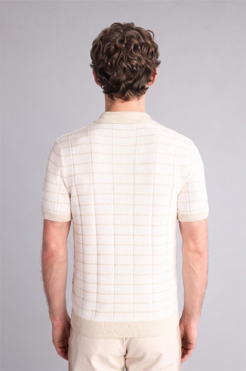 رجالي بيج فاتح Standard Fit Short Sleeve Polo T-Shirt