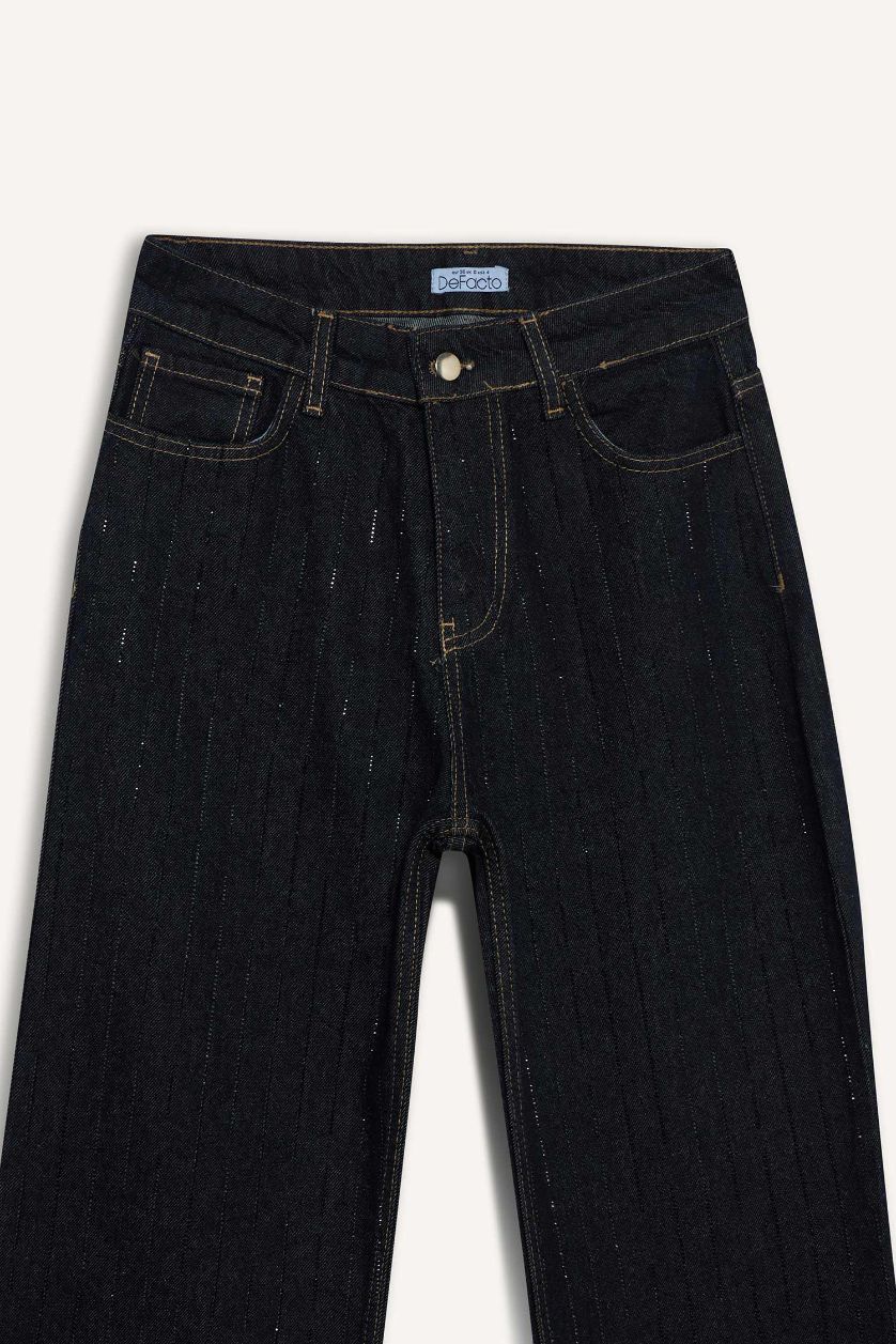 Kadın Lacivert %100 Pamuk Relax Fıt Jean Pantolon