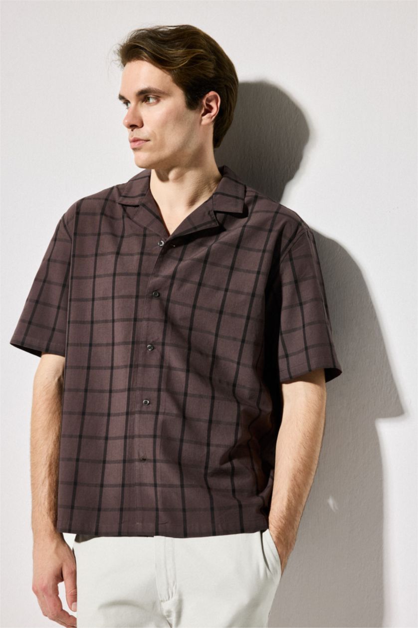 HOMME Marron Chemise 100% coton Coupe relax