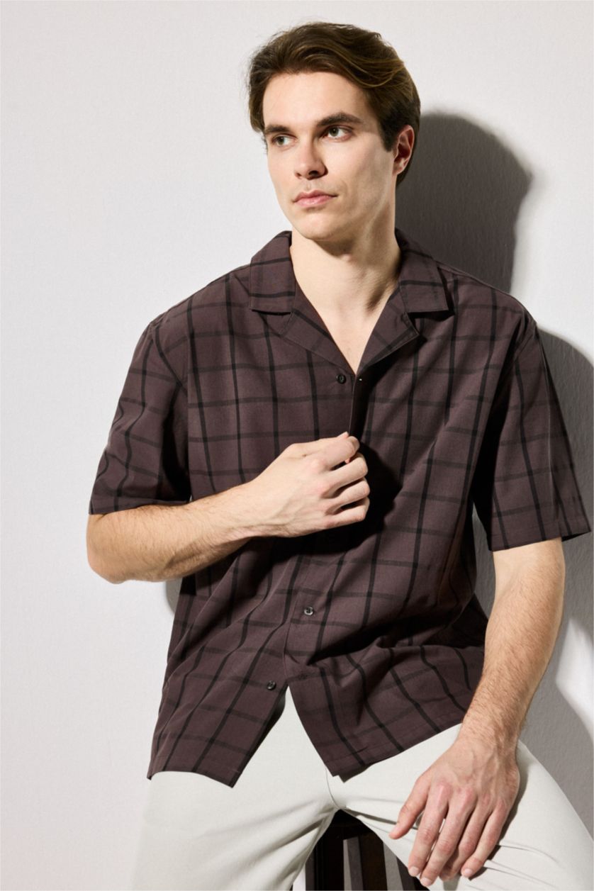 HOMME Marron Chemise 100% coton Coupe relax