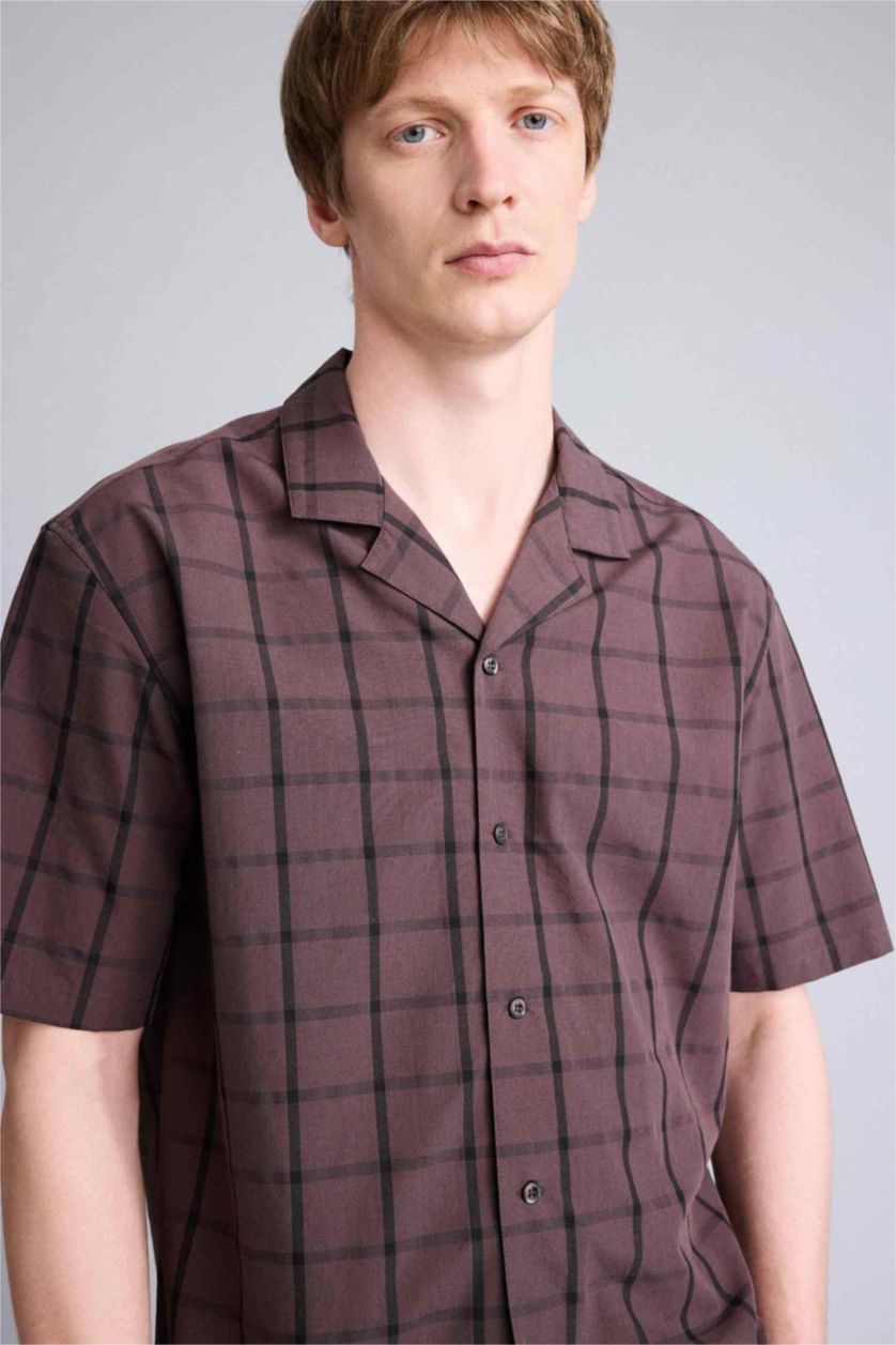 HOMME Marron Chemise 100% coton Coupe relax