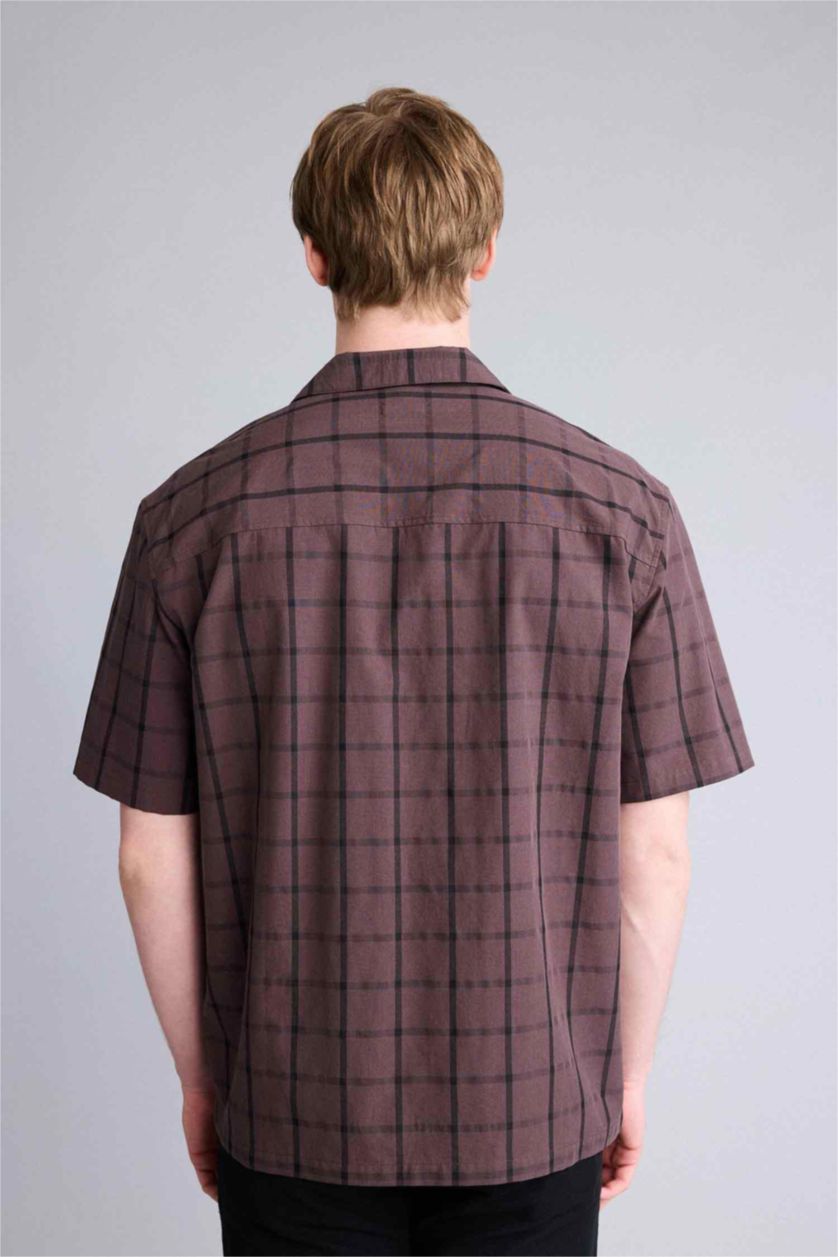 HOMME Marron Chemise 100% coton Coupe relax