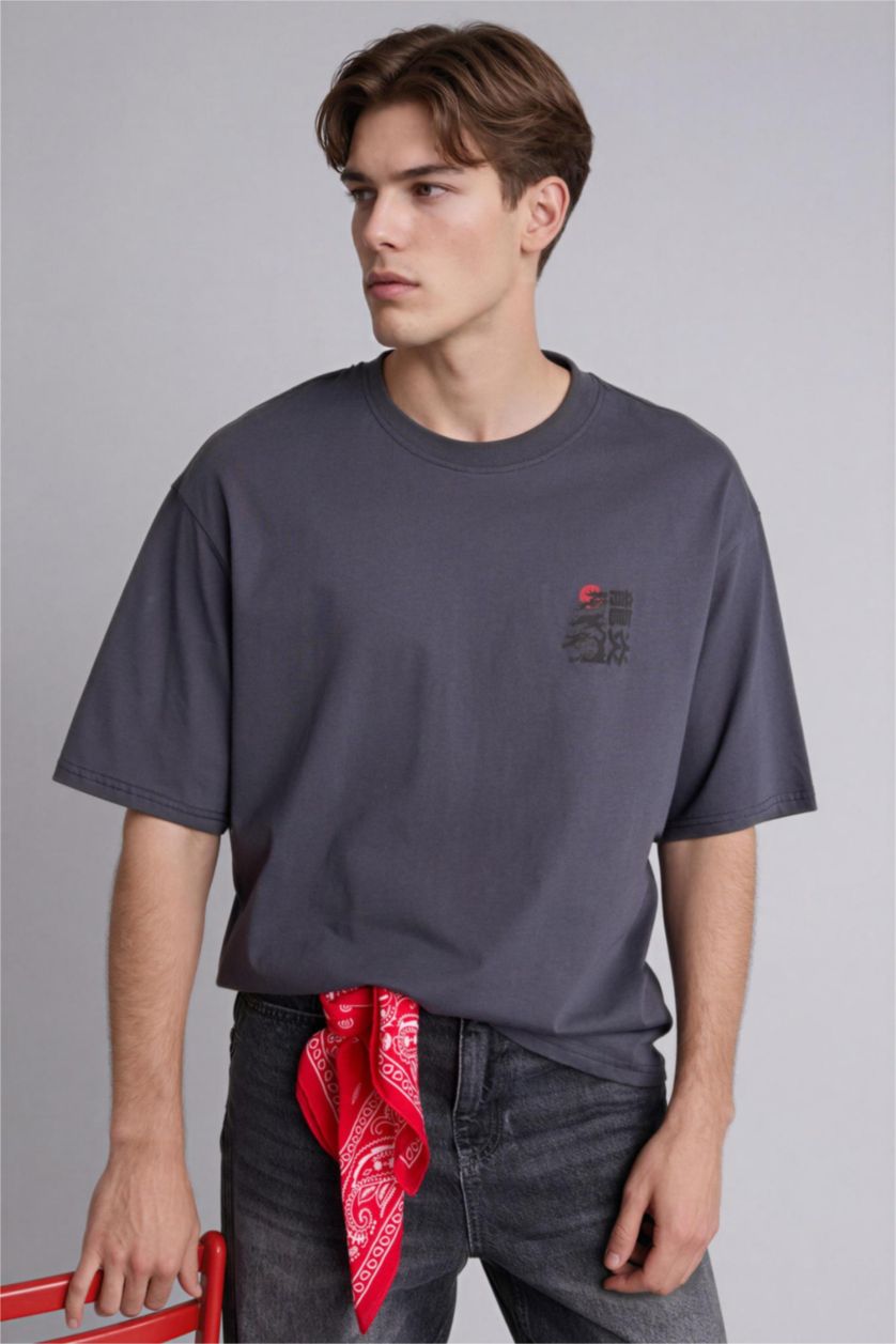 Мужчины Антрацит Boxy Fit Short Sleeve T-Shirt