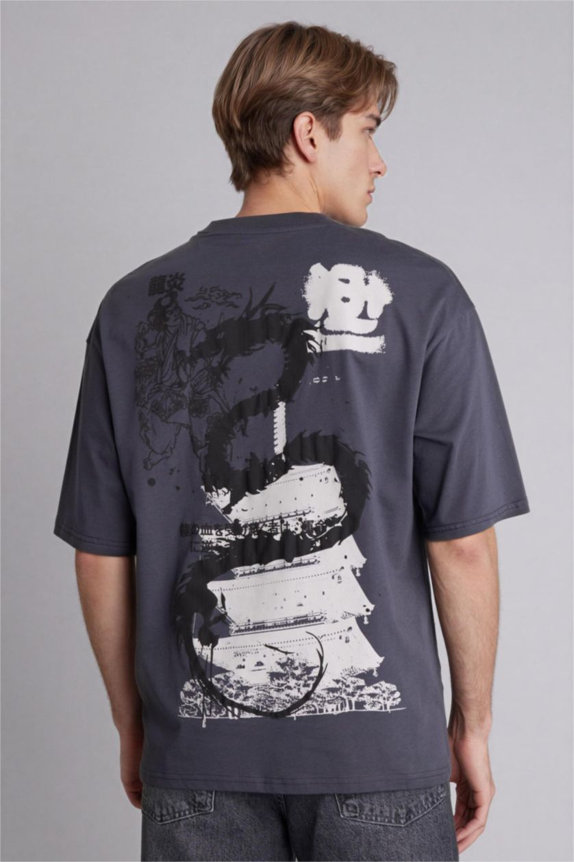 Мужчины Антрацит Boxy Fit Short Sleeve T-Shirt