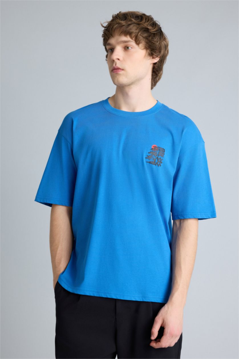 Мужчины Голубрй Boxy Fit Short Sleeve T-Shirt