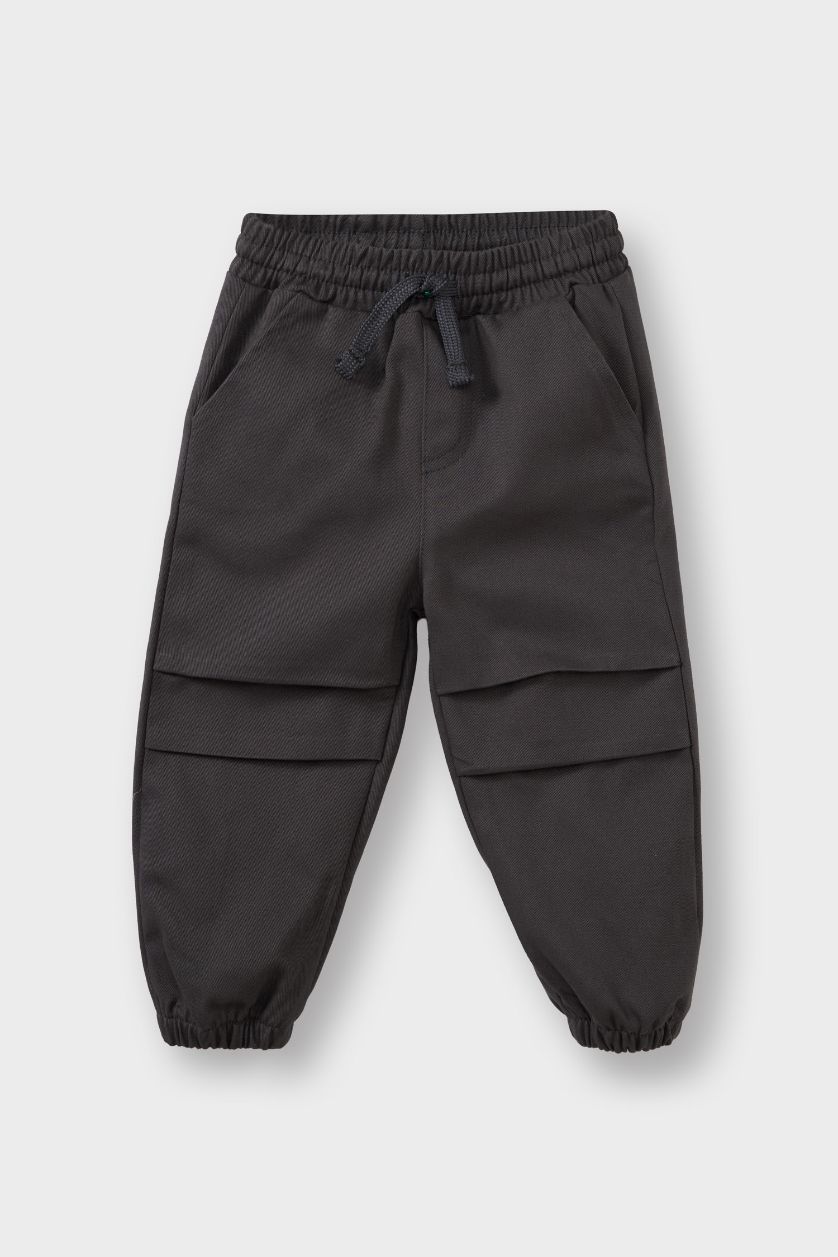 Erkek Bebek Ekru Erkek Bebek 2'li Takım Kareli Twill Kapüşonlu Gömlek Pantolon