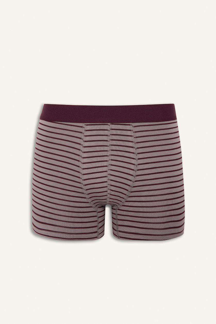Erkek Bordo Regular Fit Şal Desenli 3'lü Boxer