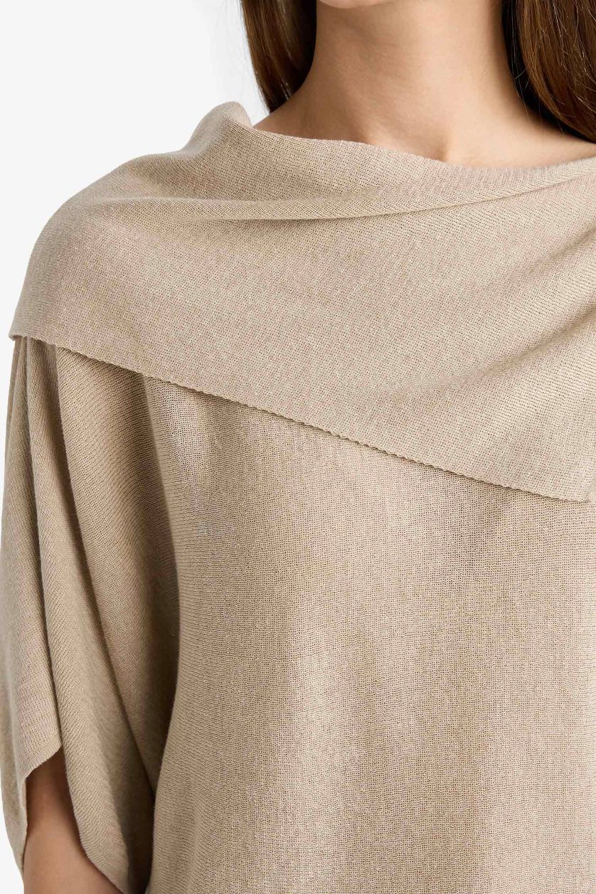 نساء بيج بلوز صوف اوفر سايز بياخة عريضة