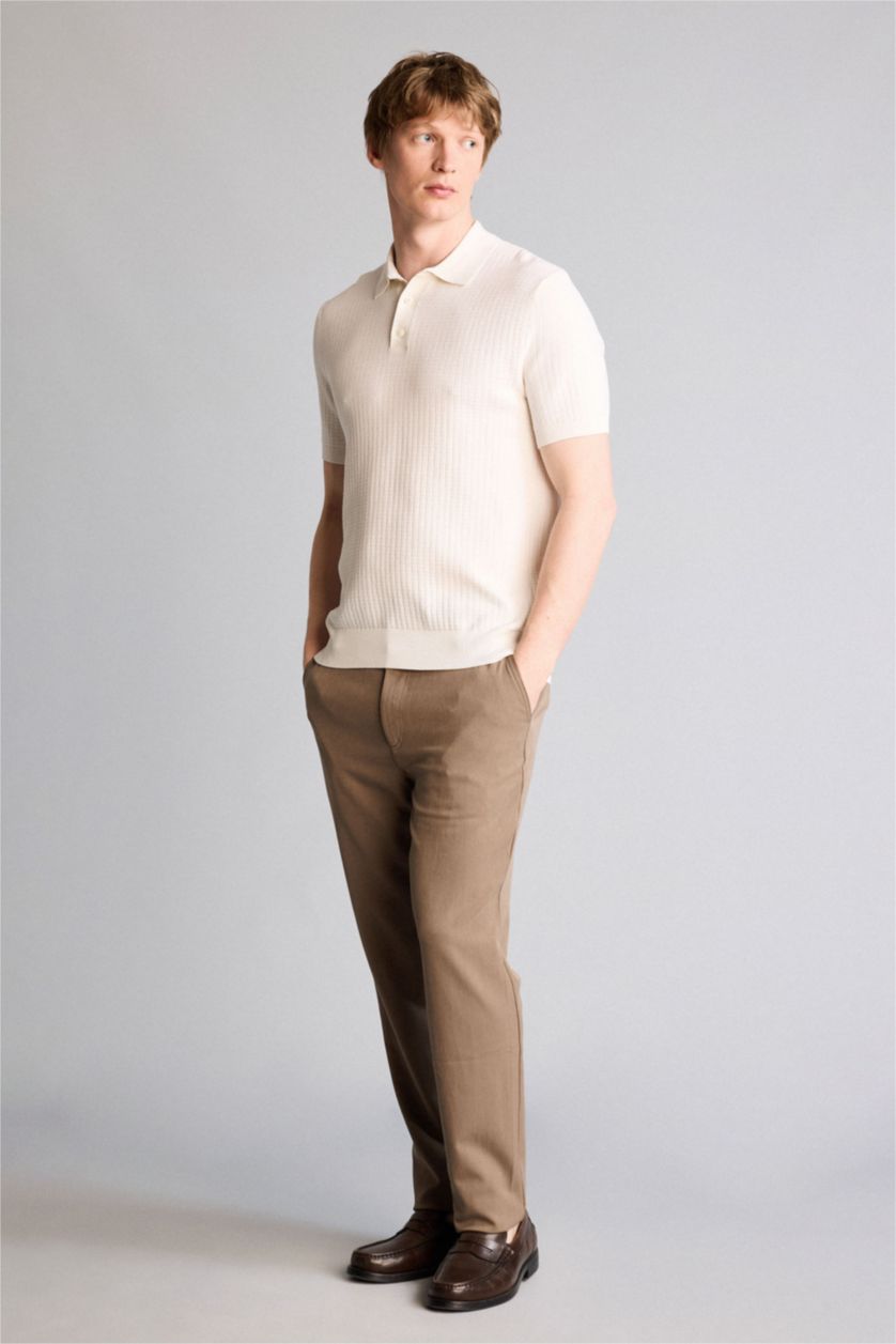 Erkek Ekru Kısa Kollu Polo Tişört