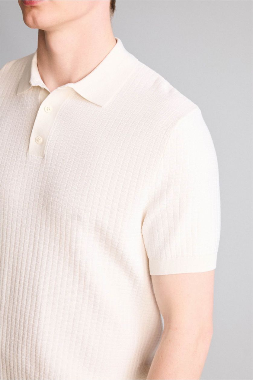 Erkek Ekru Kısa Kollu Polo Tişört