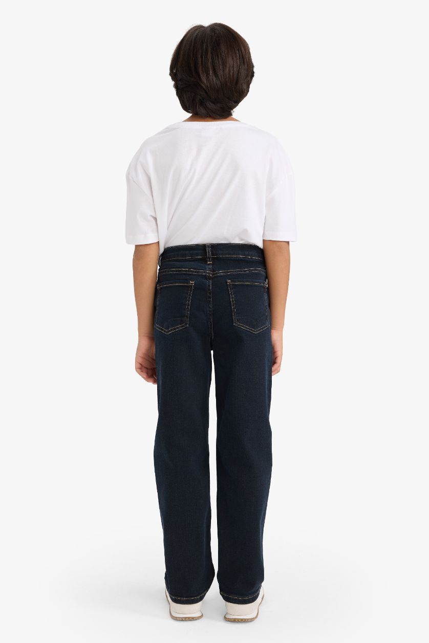 أولاد أسود أزرق بنطرون جينز ولادي قصة مستقيمة برجل عادي وجيب