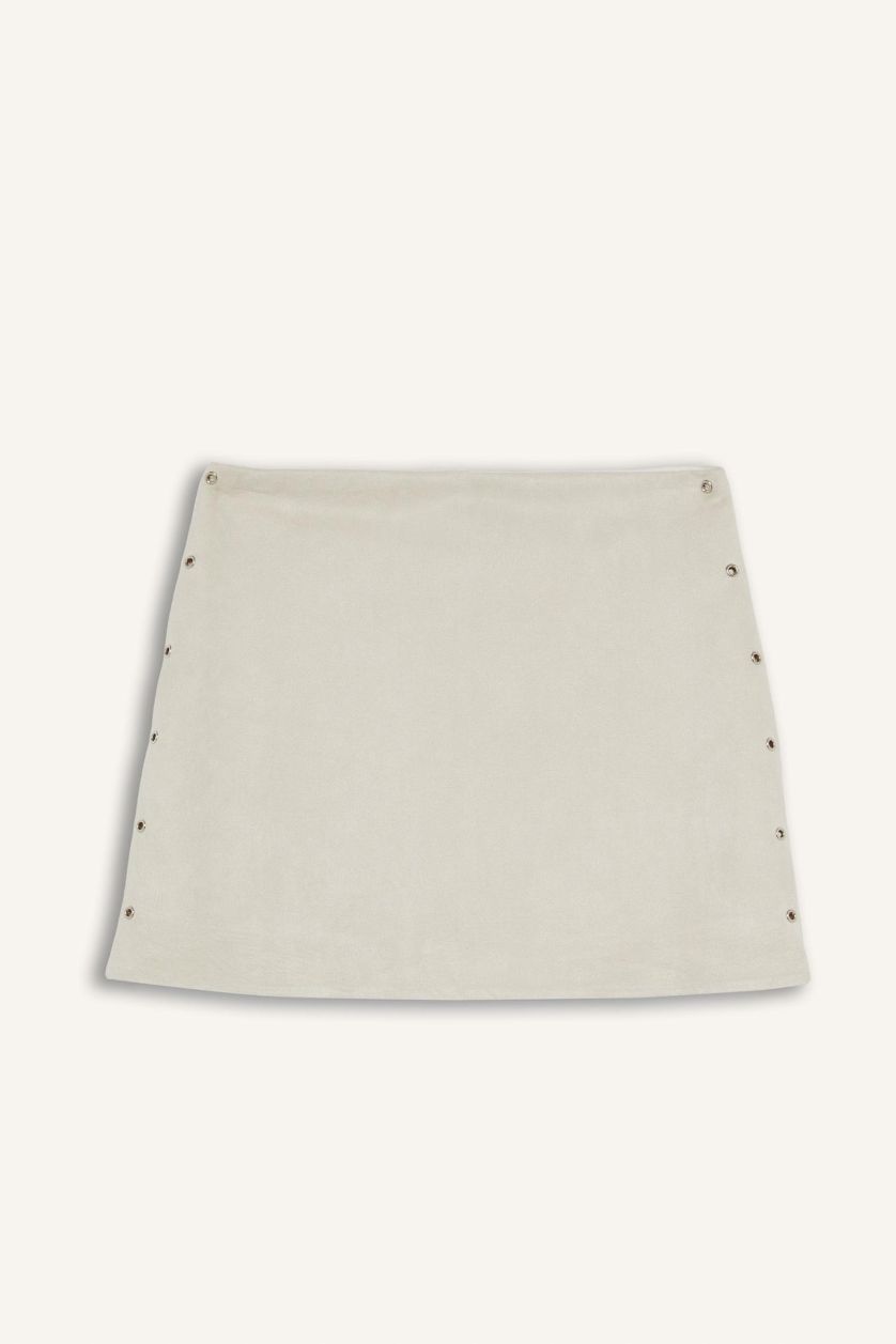 Kadın Taş Normal Bel Süet Mini Etek