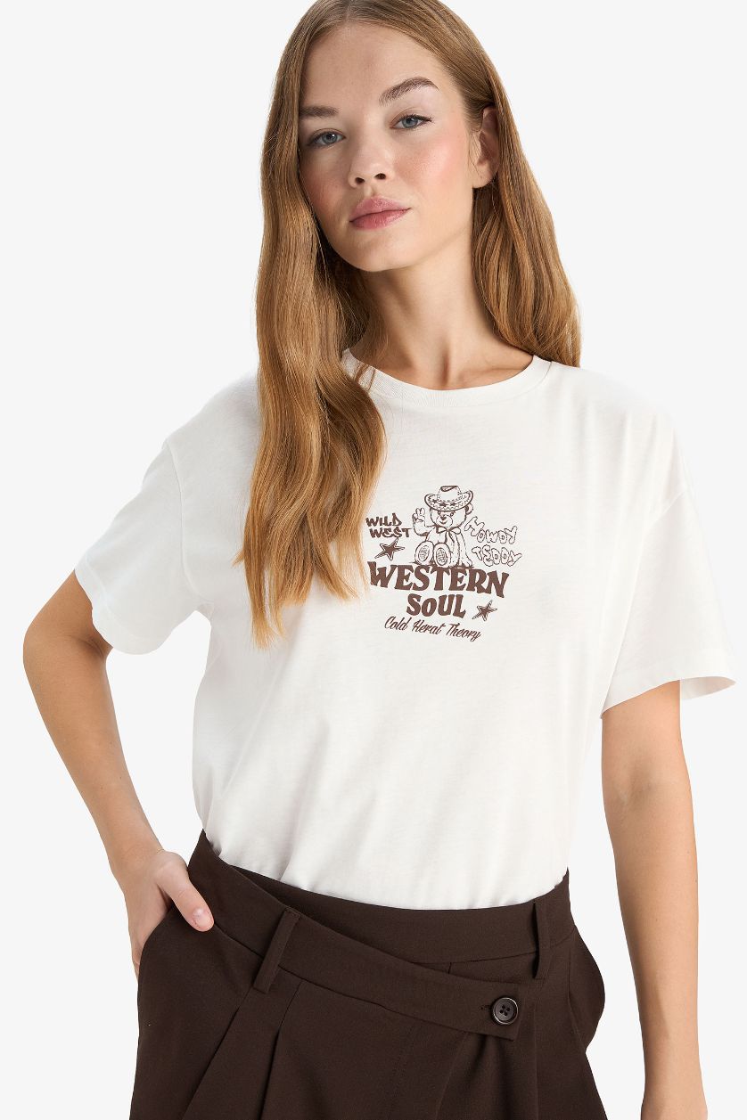 نساء اوف وايت Oversize Loose Fit Crew Neck Printed T-Shirt