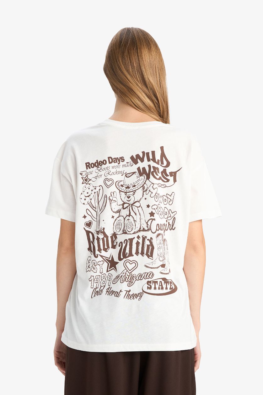 نساء اوف وايت Oversize Loose Fit Crew Neck Printed T-Shirt