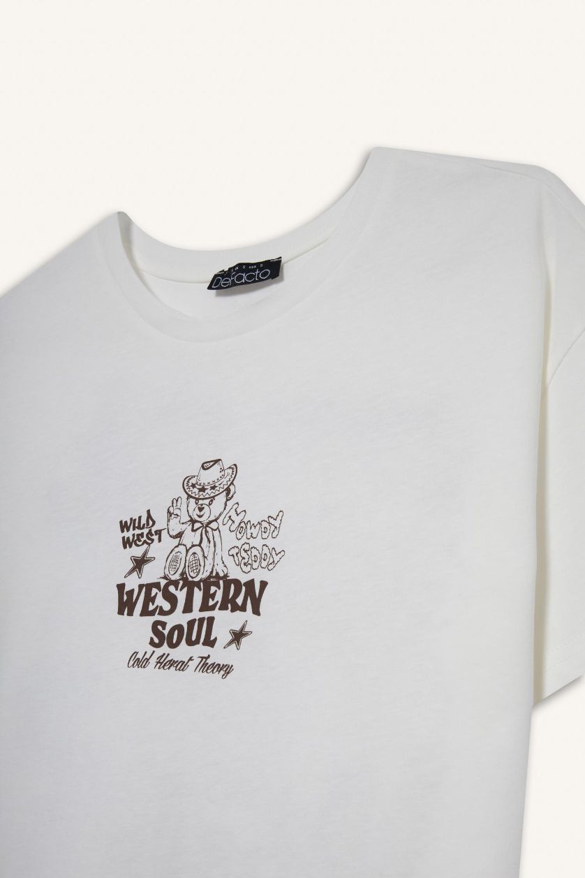 نساء اوف وايت Oversize Loose Fit Crew Neck Printed T-Shirt