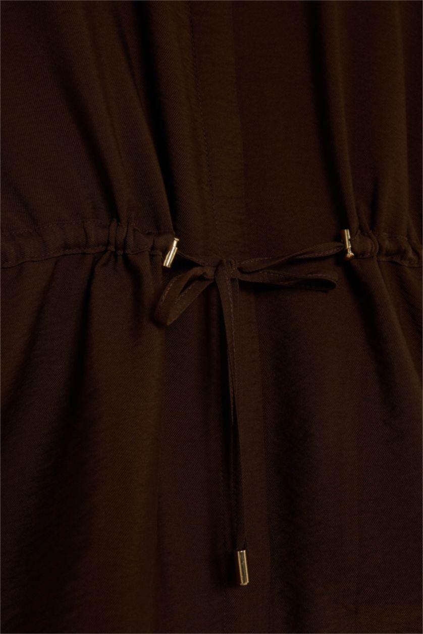 نساء بني قميص ردن طويل قصة مريحة