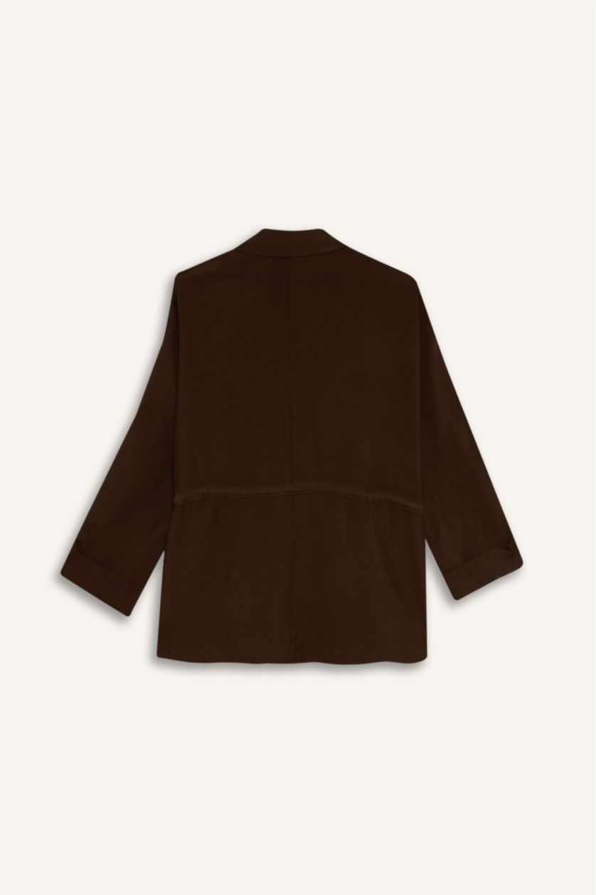 نساء بني قميص ردن طويل قصة مريحة