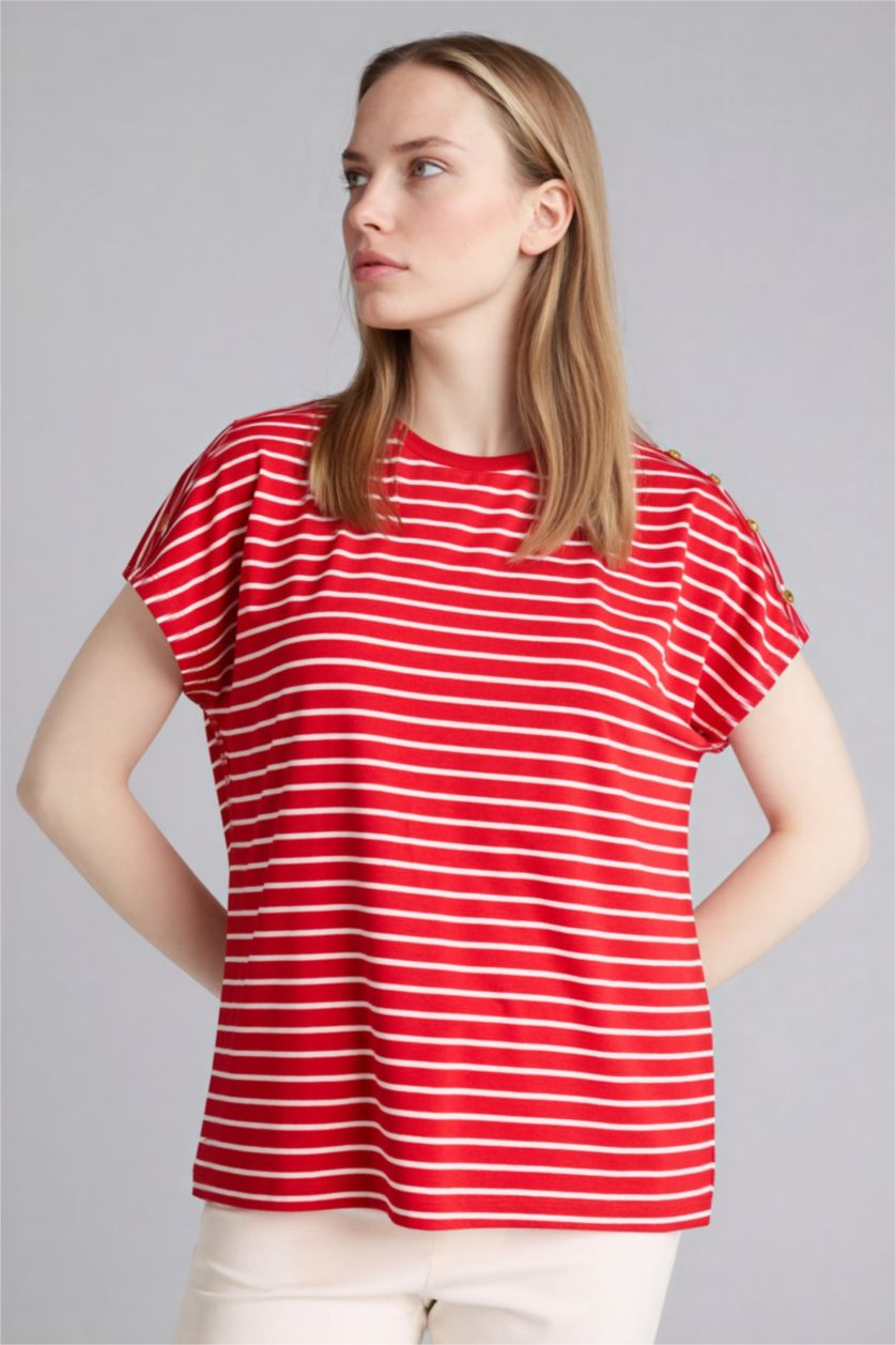 WOMAN Red Crew Neck Short Sleeve T-Shirt