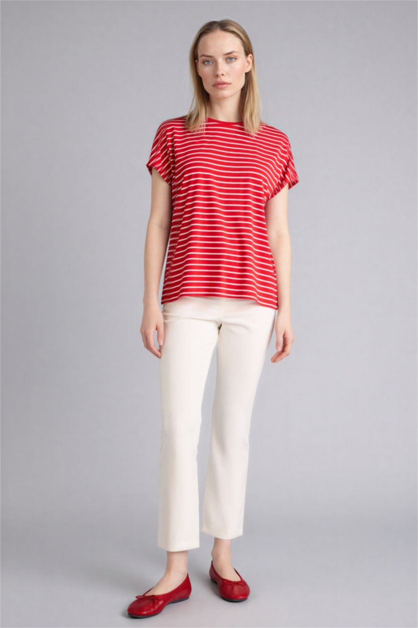 WOMAN Red Crew Neck Short Sleeve T-Shirt