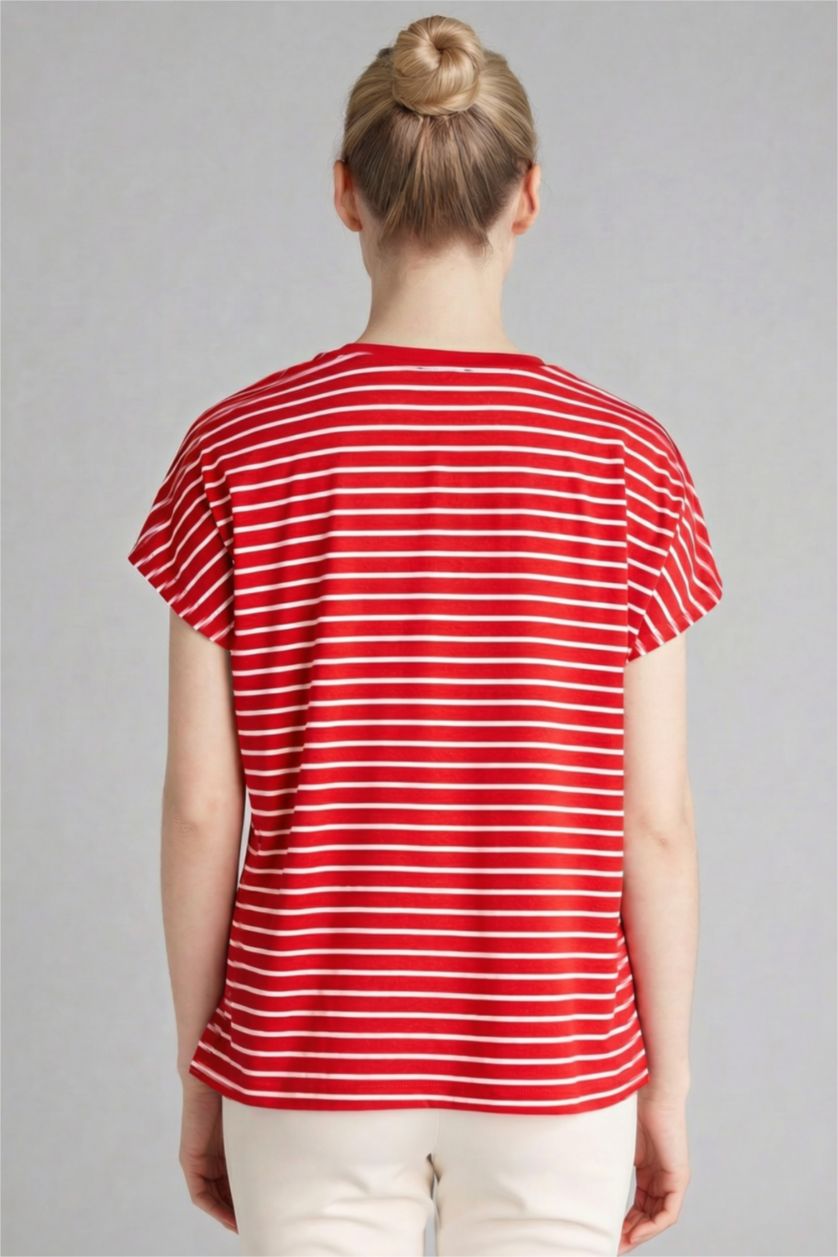 WOMAN Red Crew Neck Short Sleeve T-Shirt