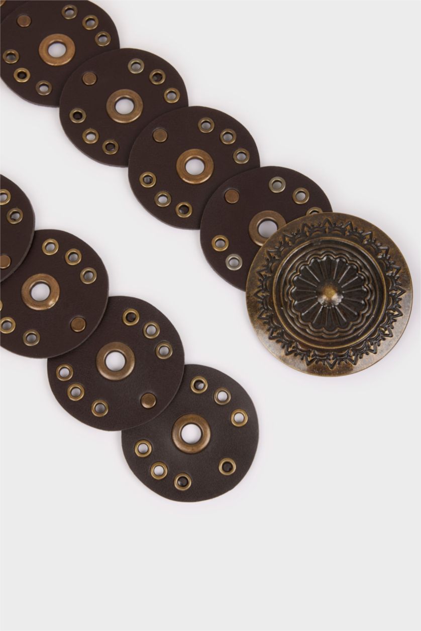 Kadın Kahve Kadın Büyük Toka Suni Deri Kemer