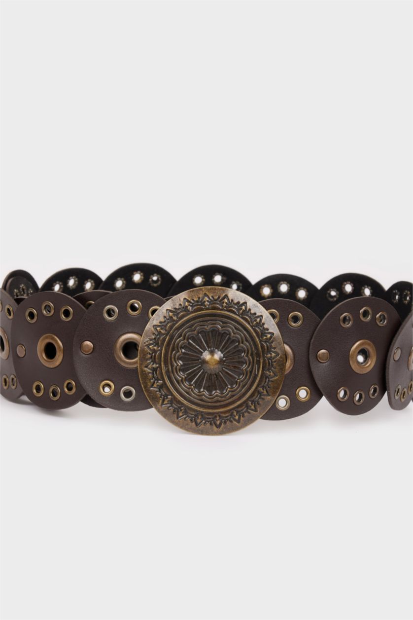 Kadın Kahve Kadın Büyük Toka Suni Deri Kemer