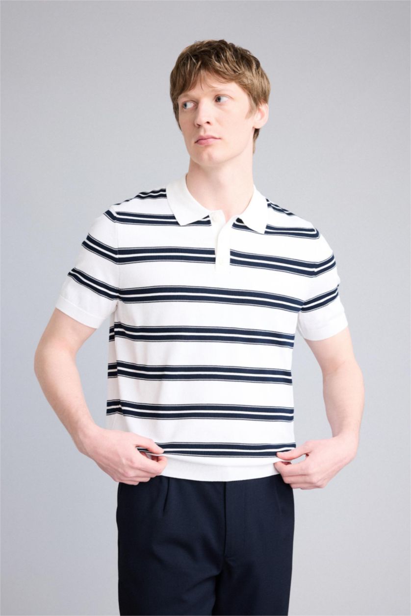 Erkek Ekru Kısa Kollu Polo Tişört