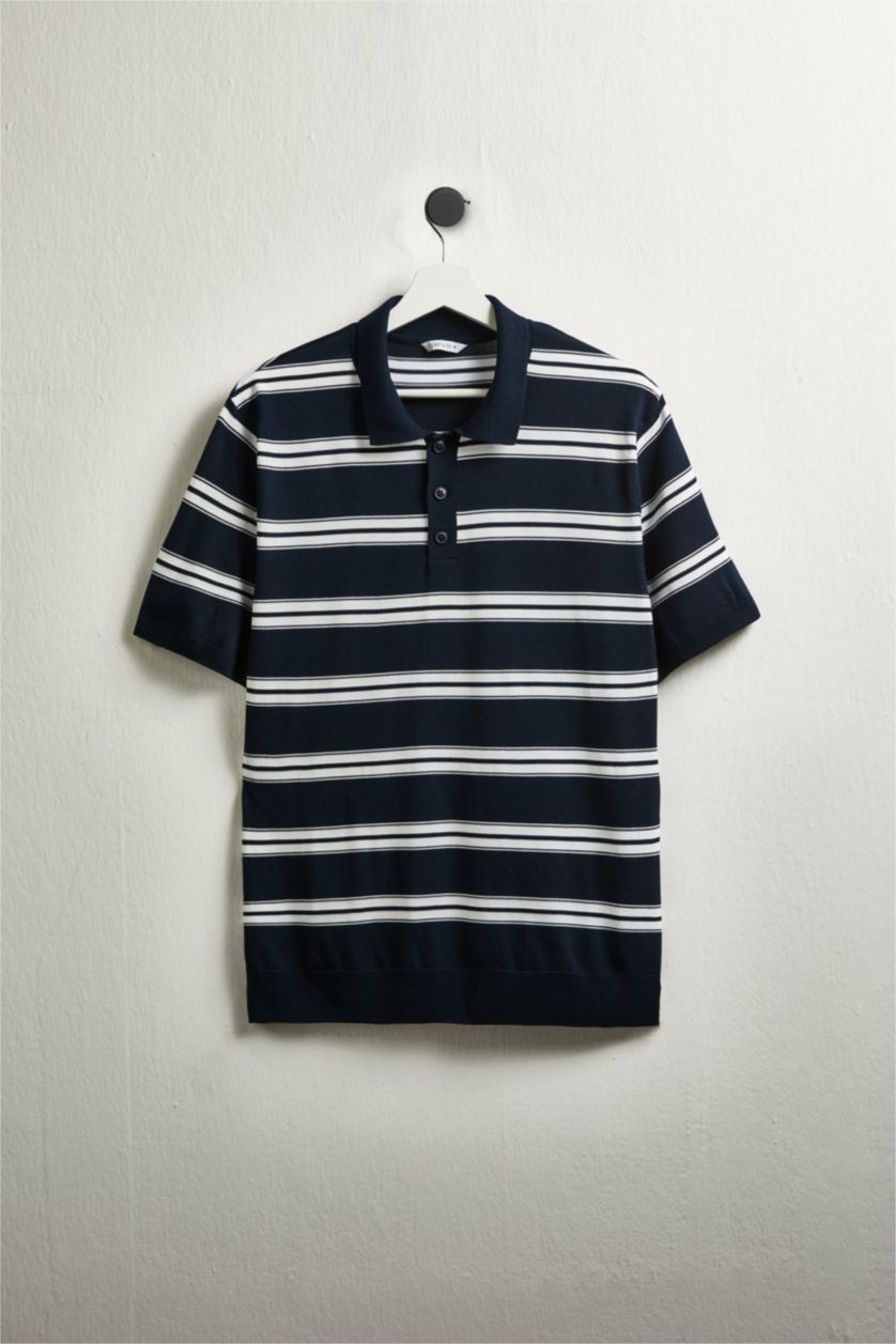 رجال كحلي تيشيرت بولو نص ردن