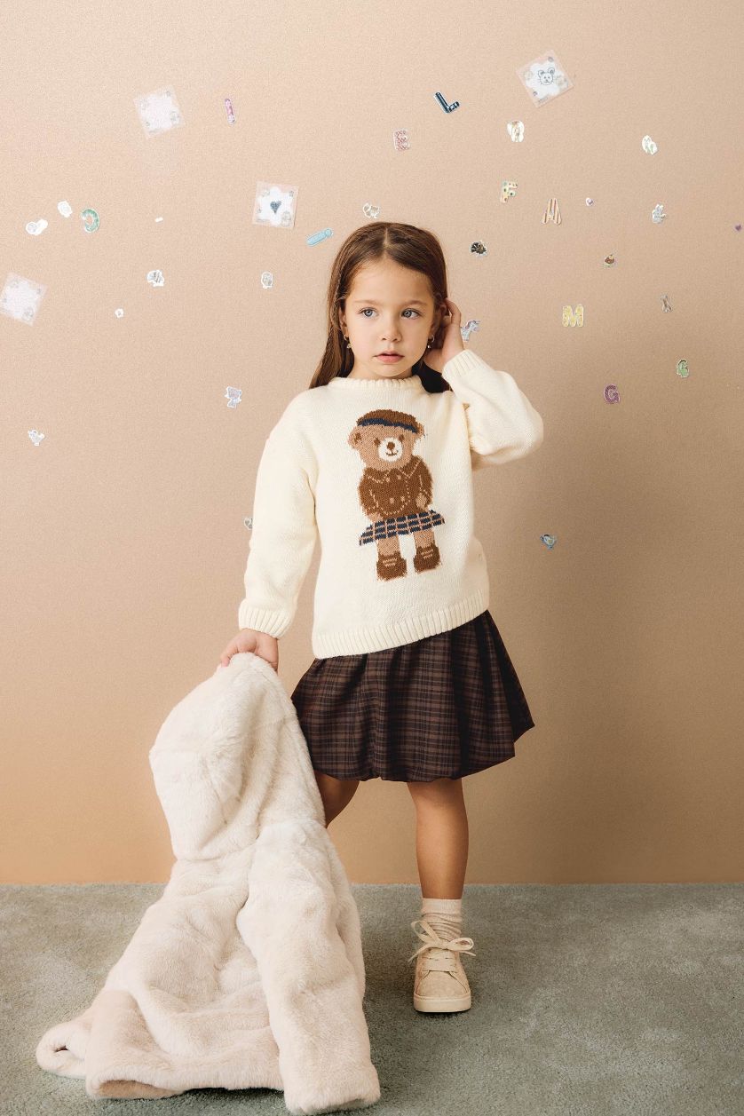 Baby Girl Brown Baby Girl Wowen Fabrics Balloon Fit Skirt