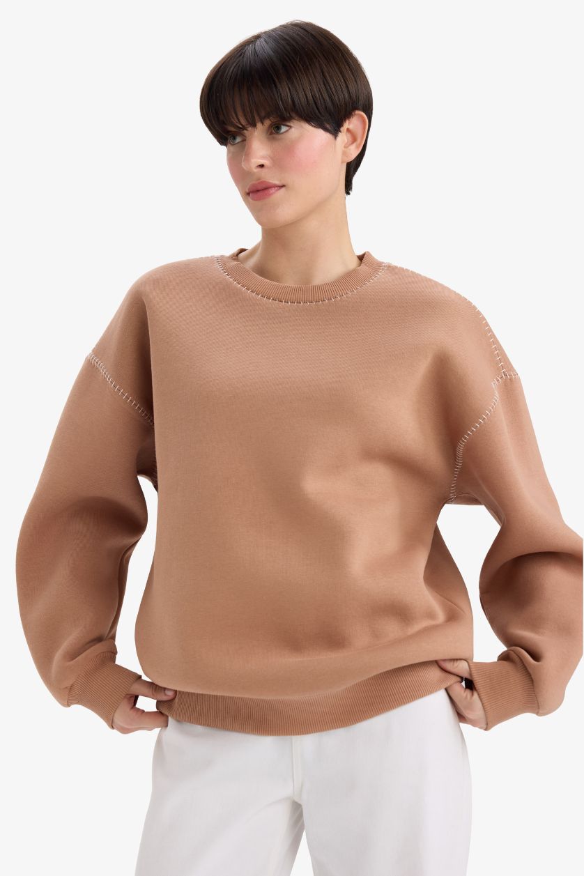 Woman Brown Long Sleeve Sweatshirt