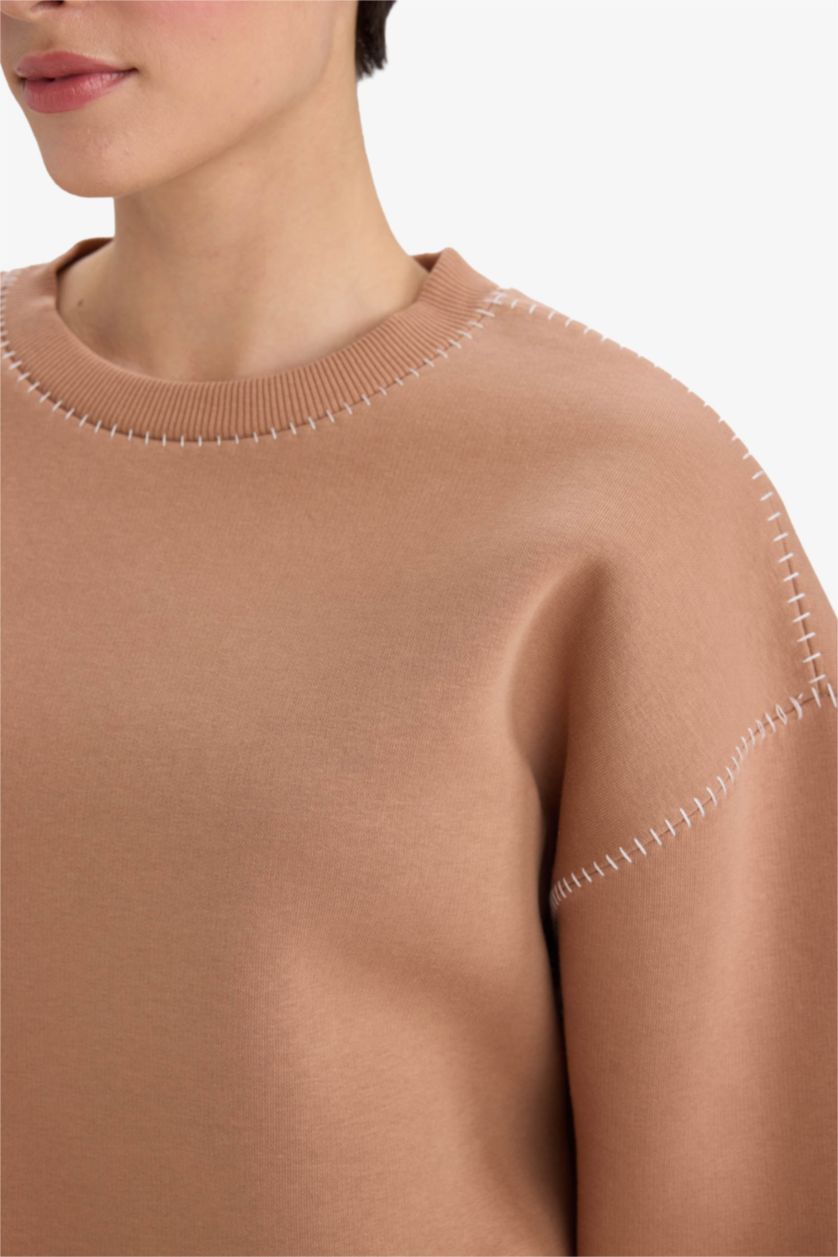 Woman Brown Long Sleeve Sweatshirt