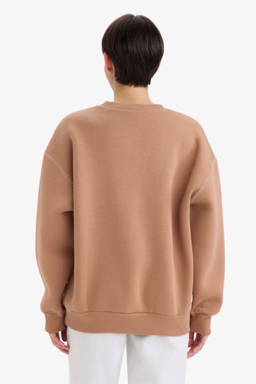 Woman Brown Long Sleeve Sweatshirt