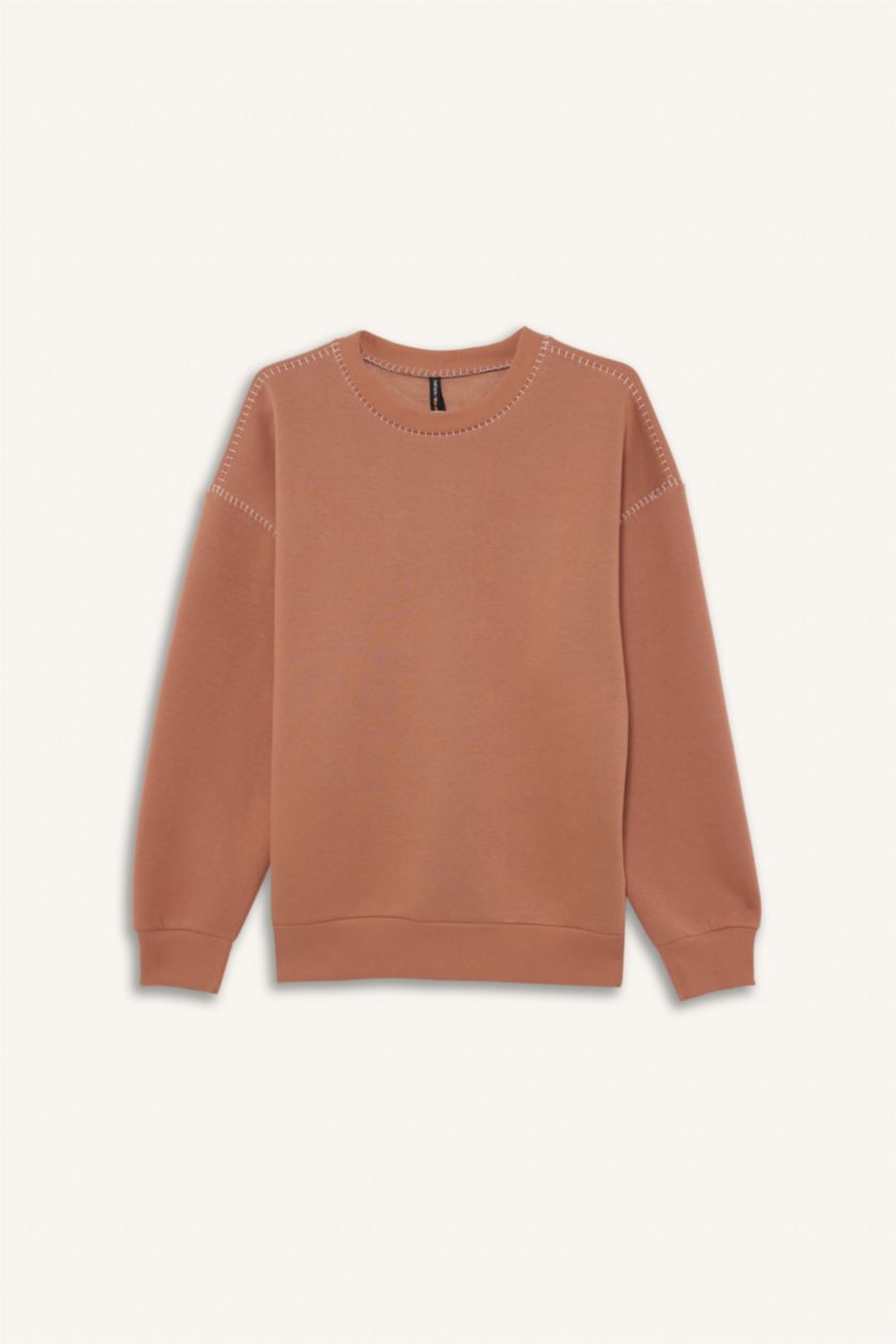 Woman Brown Long Sleeve Sweatshirt