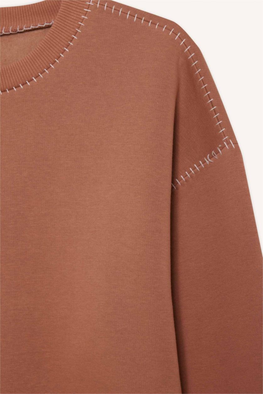Woman Brown Long Sleeve Sweatshirt