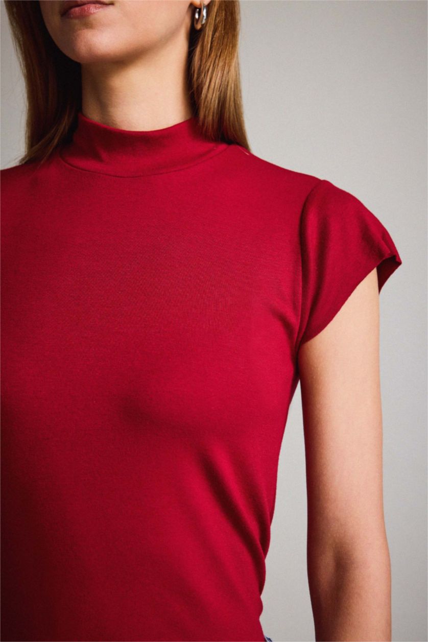 Woman Bordeaux تيشيرت نص ردن هاينك